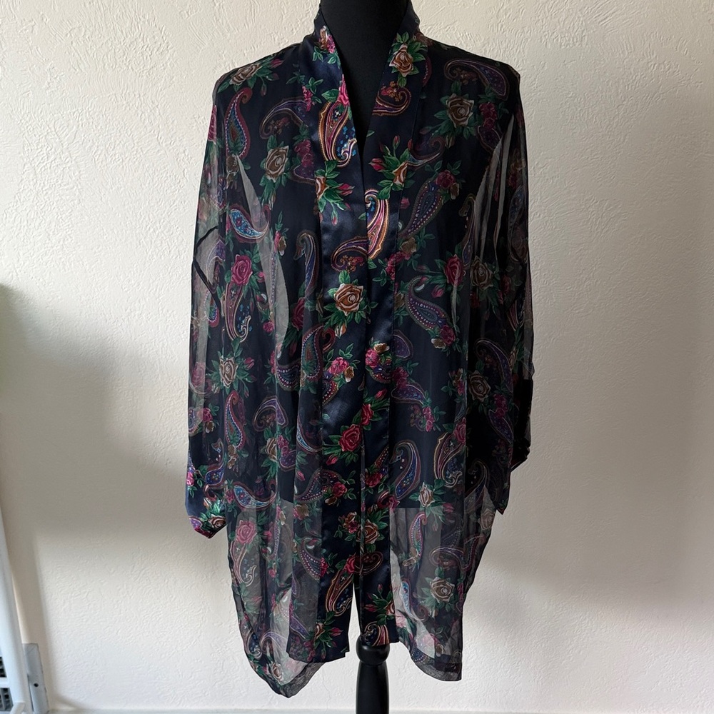 VINTAGE VICTORIAS SECRET Floral Paisley Sheer Kimono ONE SIZE